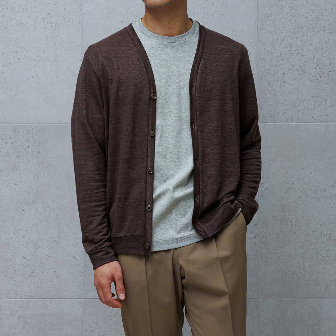 Linen Jersey Cardigan Color: Oak