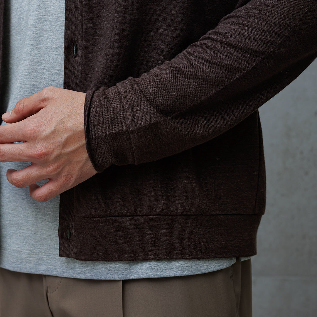 Linen Jersey Cardigan Color: Oak