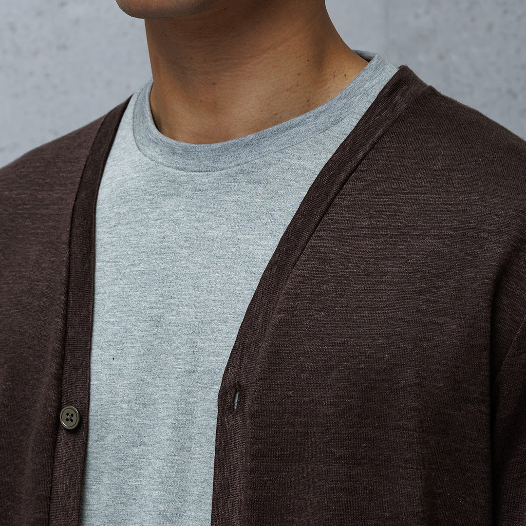 Linen Jersey Cardigan Color: Oak