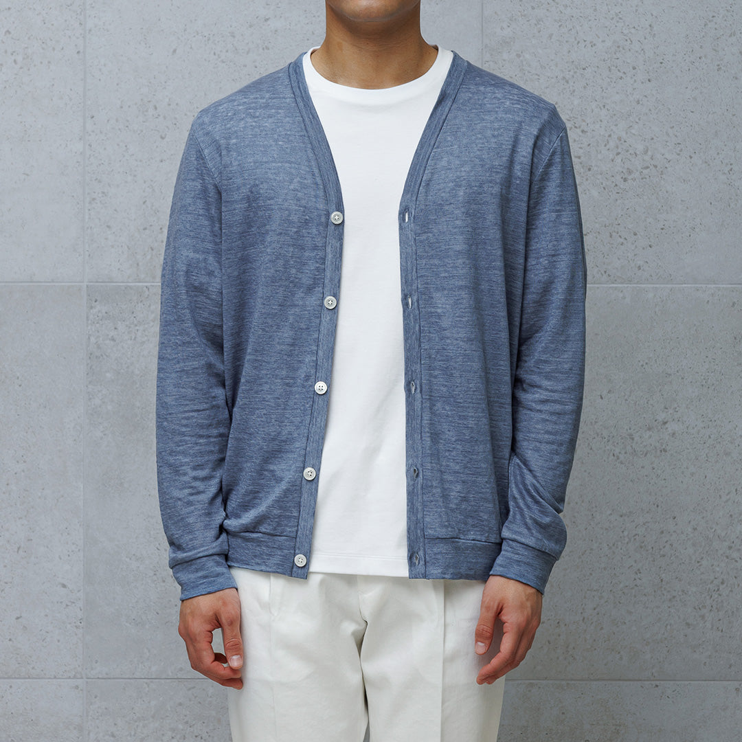 Linen Jersey Cardigan Color: Slate Blue
