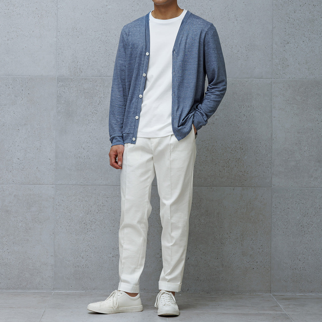 Linen Jersey Cardigan Color: Slate Blue