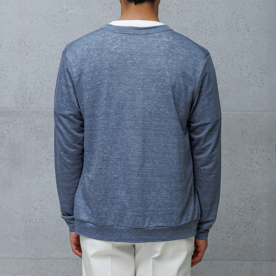 Linen Jersey Cardigan Color: Slate Blue