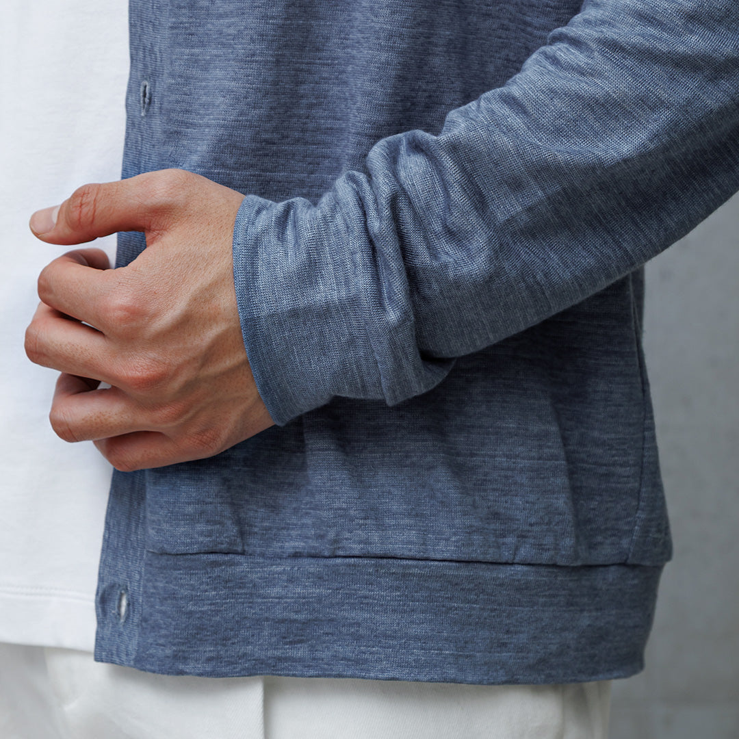 Linen Jersey Cardigan Color: Slate Blue