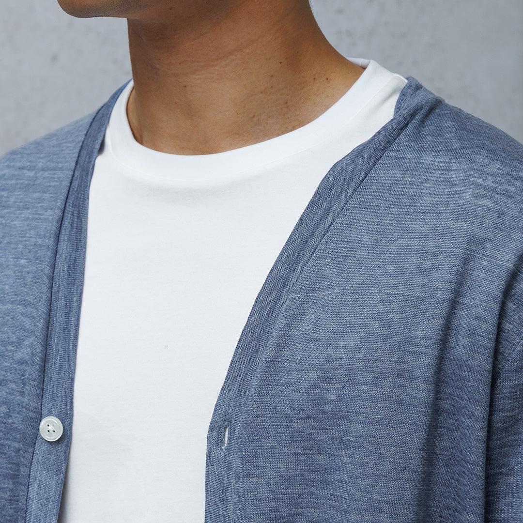 Linen Jersey Cardigan Color: Slate Blue