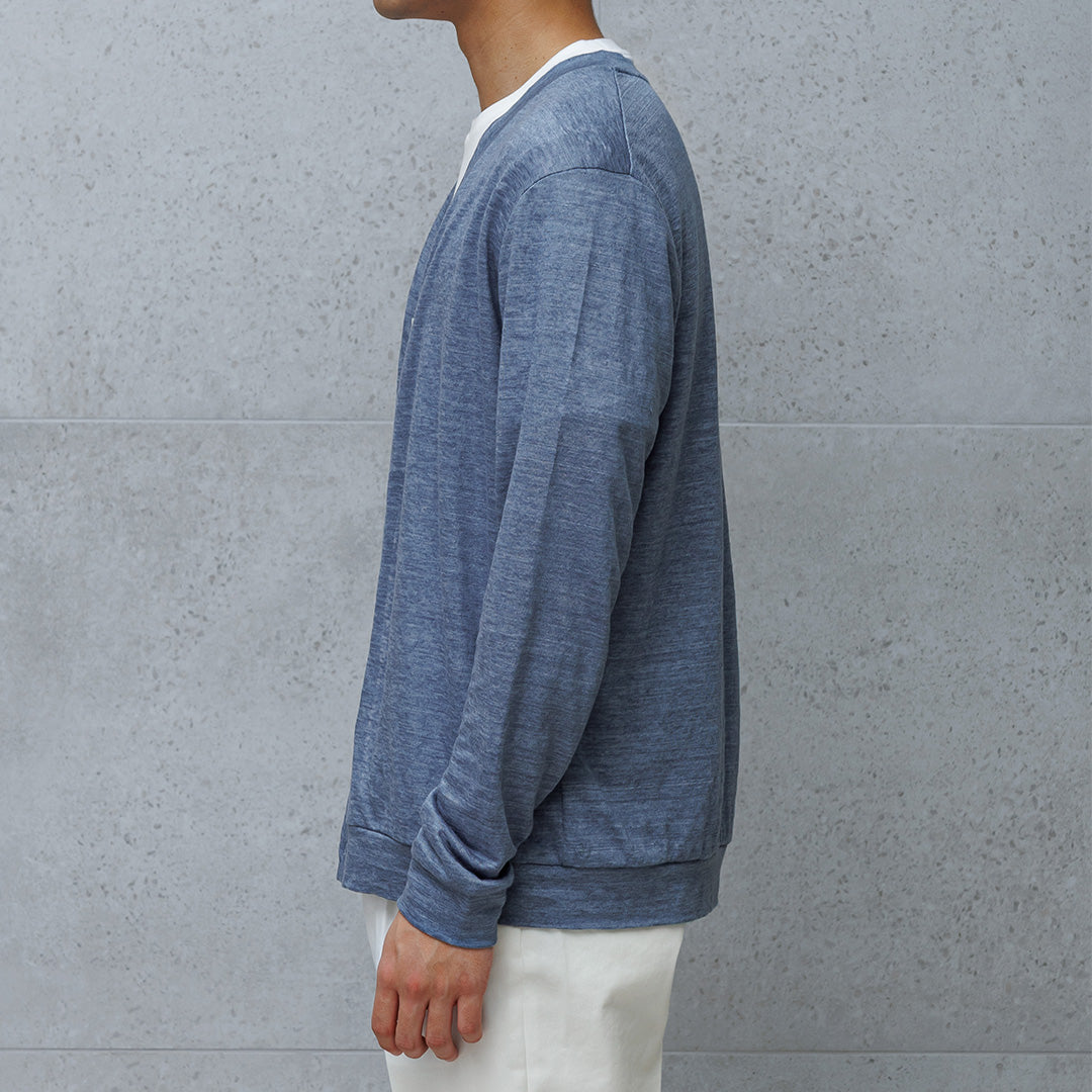 Linen Jersey Cardigan Color: Slate Blue