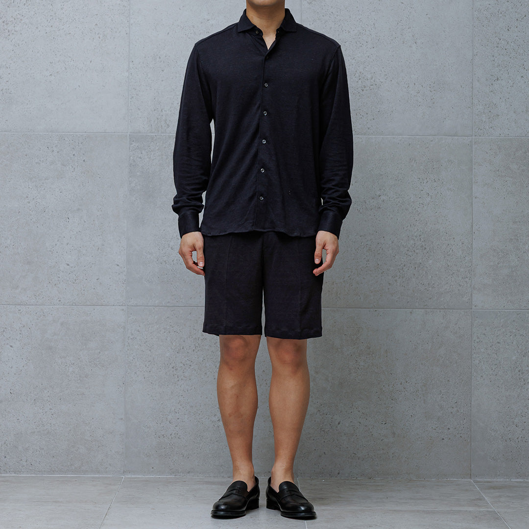 Linen Jersey Short Pants Color: Navy
