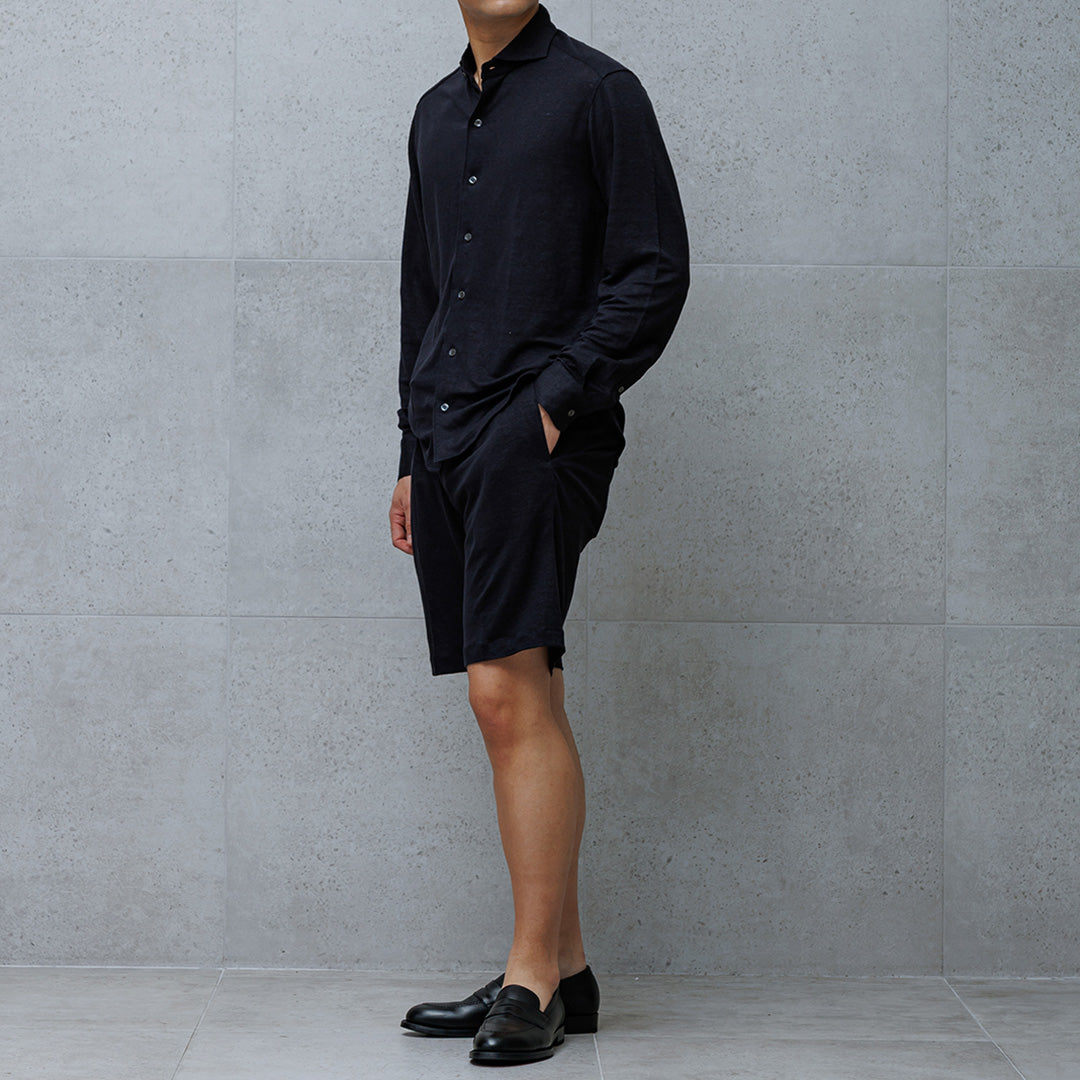 Linen Jersey Short Pants Color: Navy