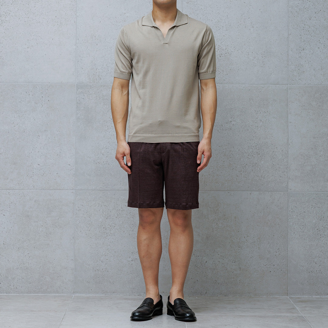 Linen Jersey Short Pants Color: Oak