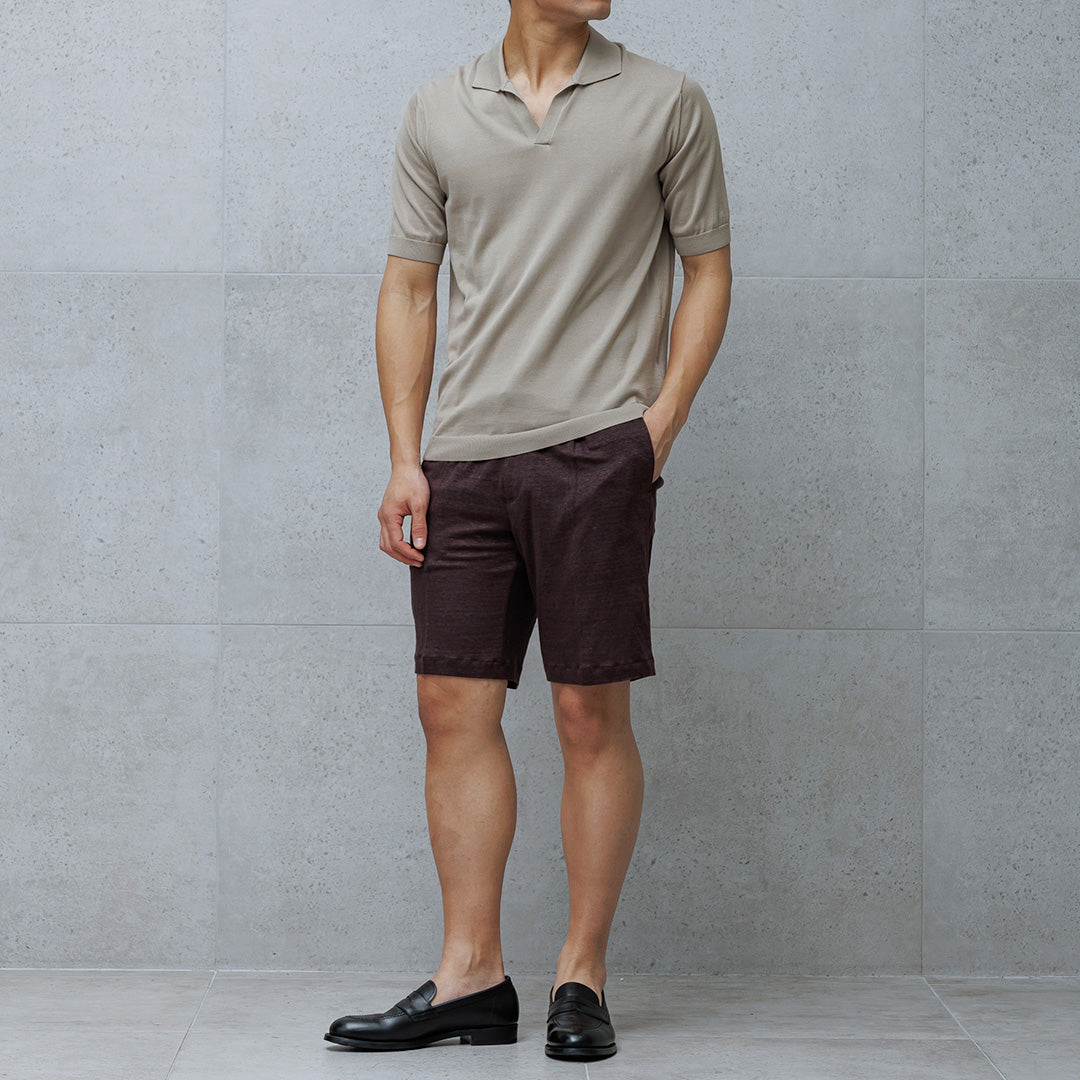 Linen Jersey Short Pants Color: Oak