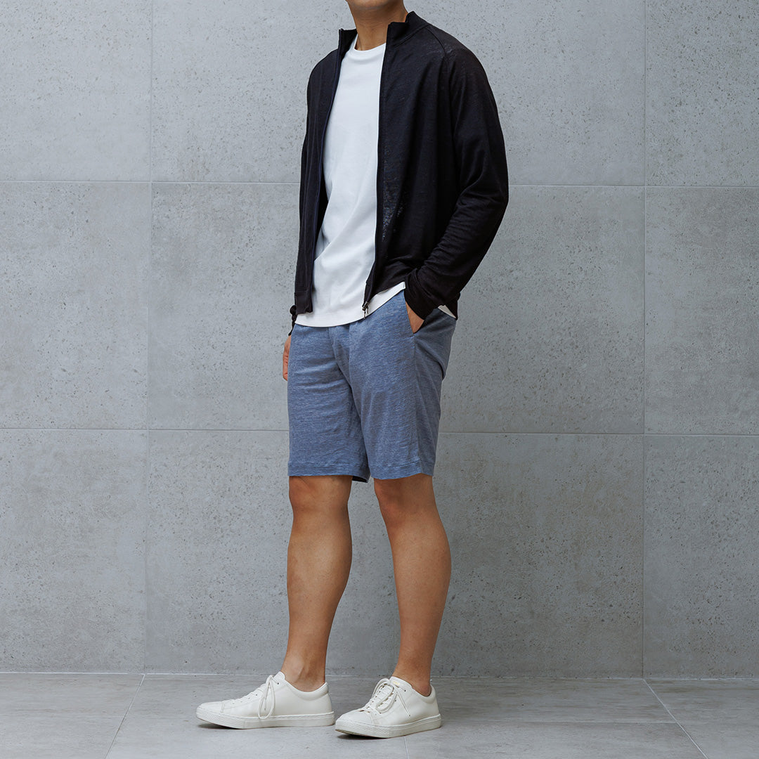 Linen Jersey Short Pants Color: Slate Blue