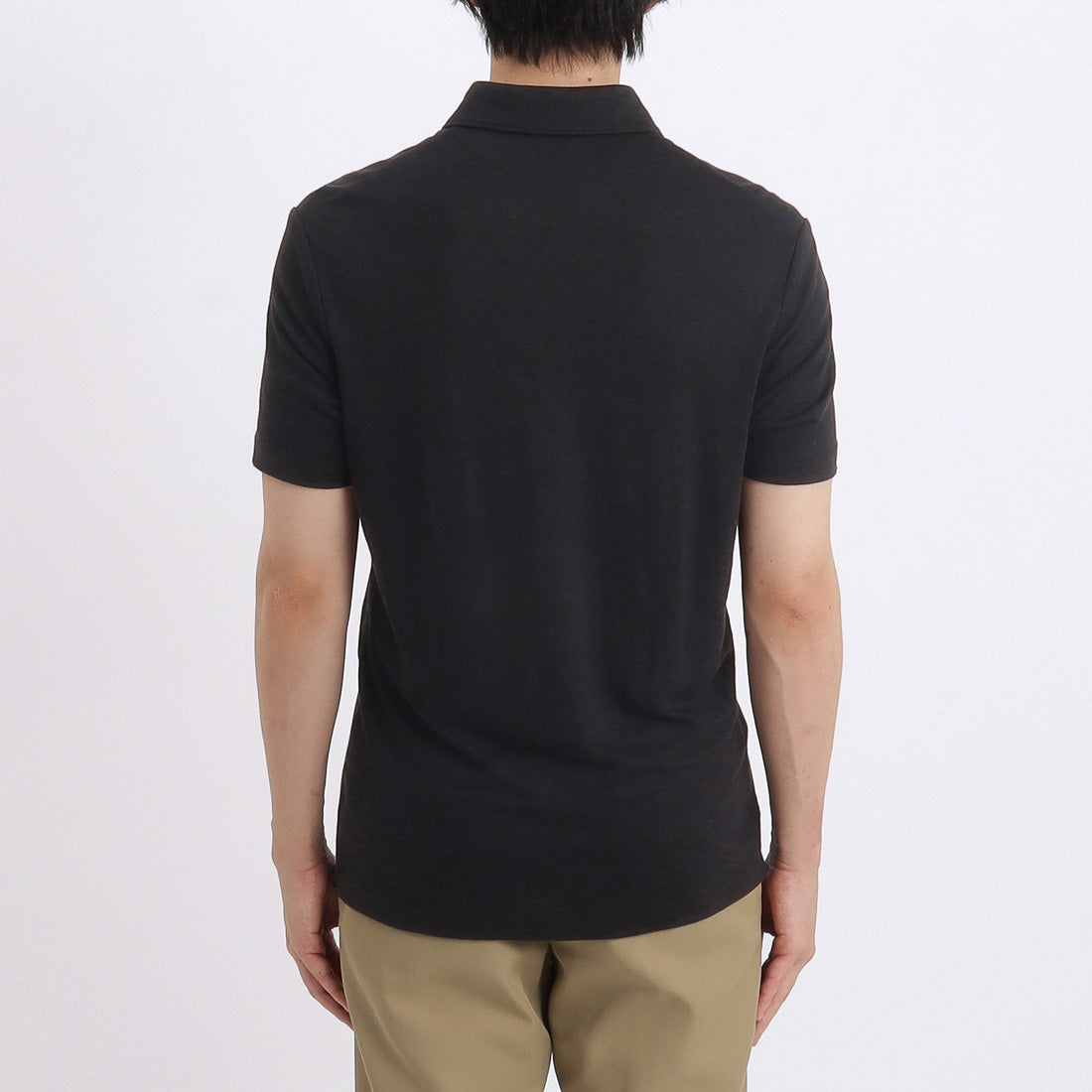 Linen Jersey Tailored Skipper Shirt Color: Black