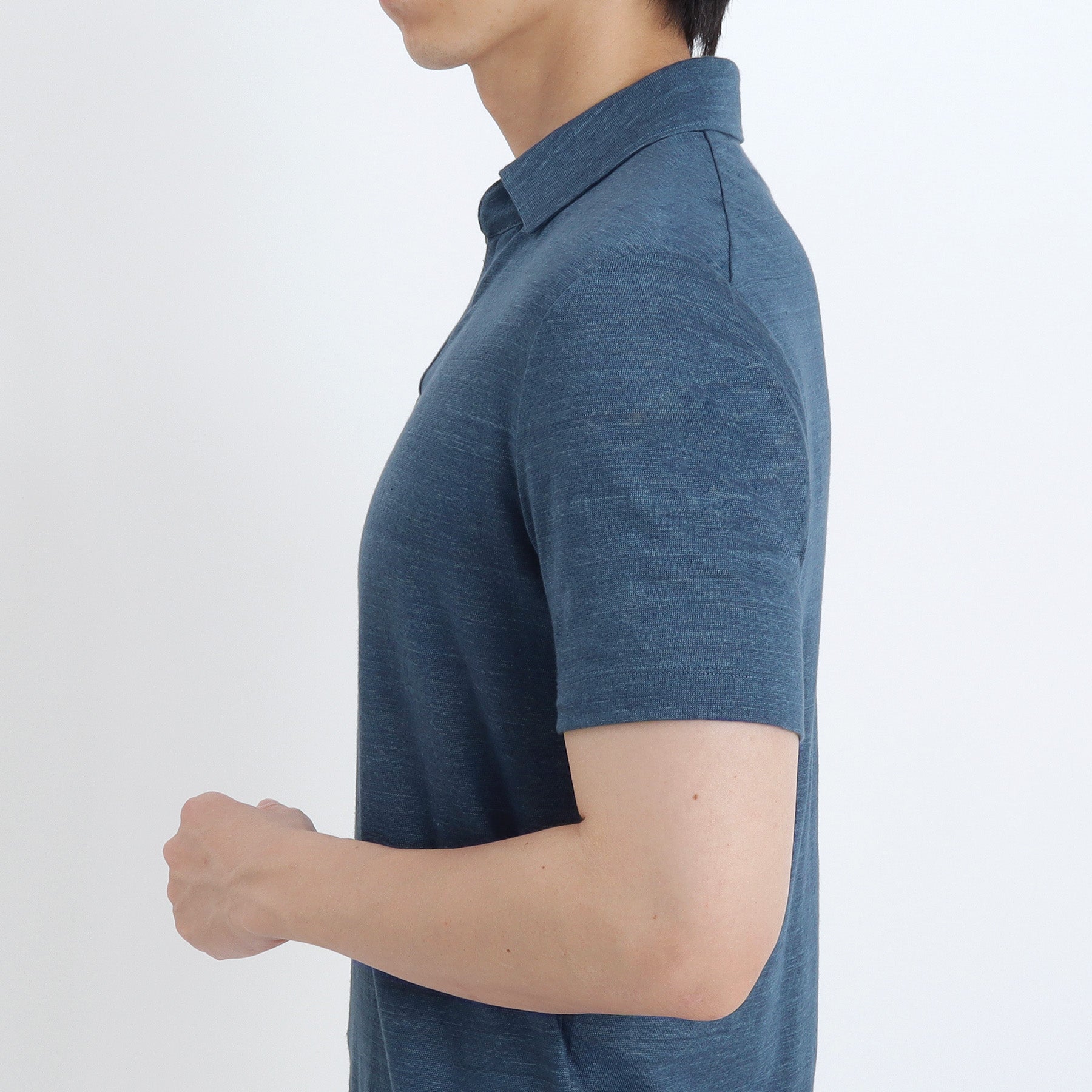 Linen Jersey Tailored Skipper Shirt Color: Blue