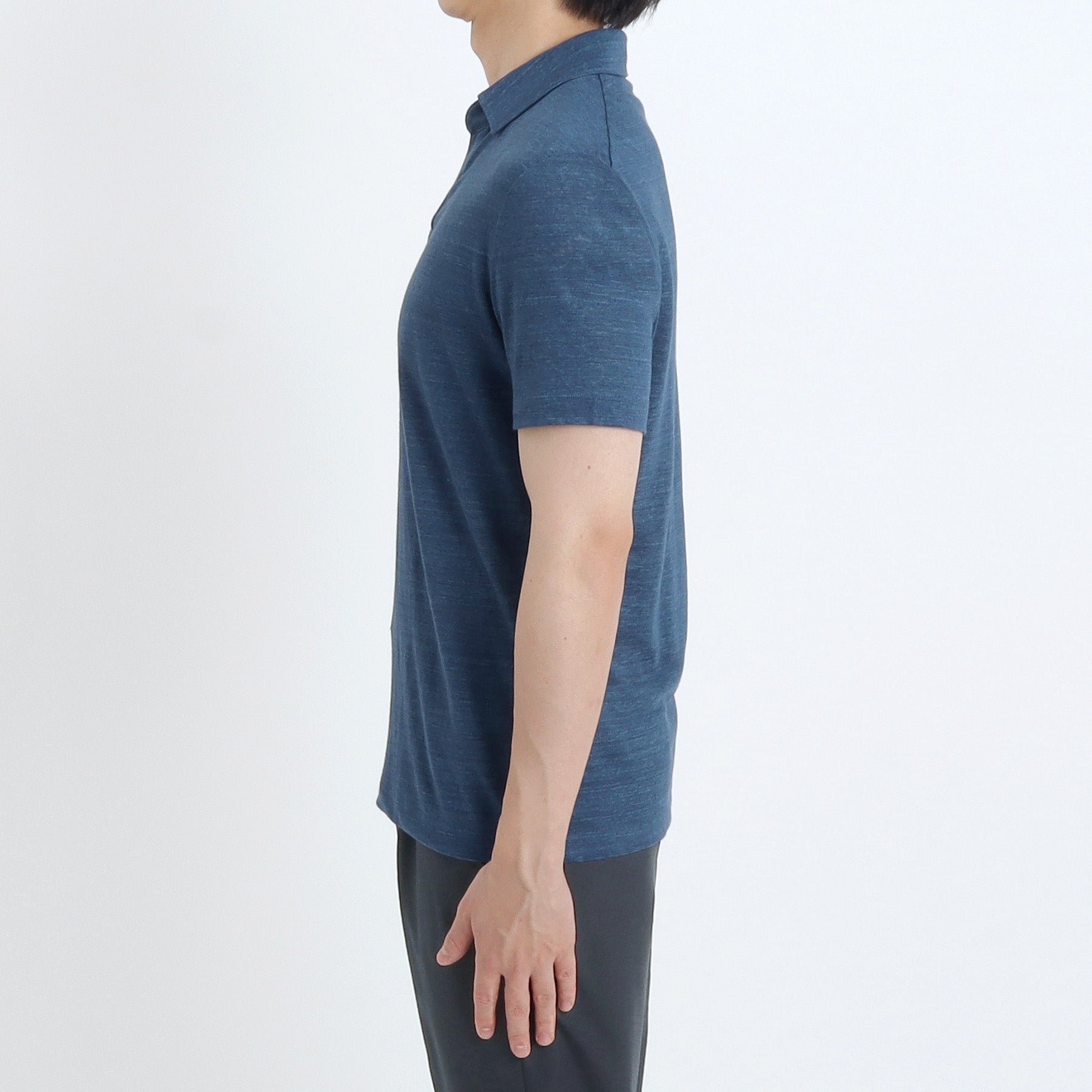 Linen Jersey Tailored Skipper Shirt Color: Blue