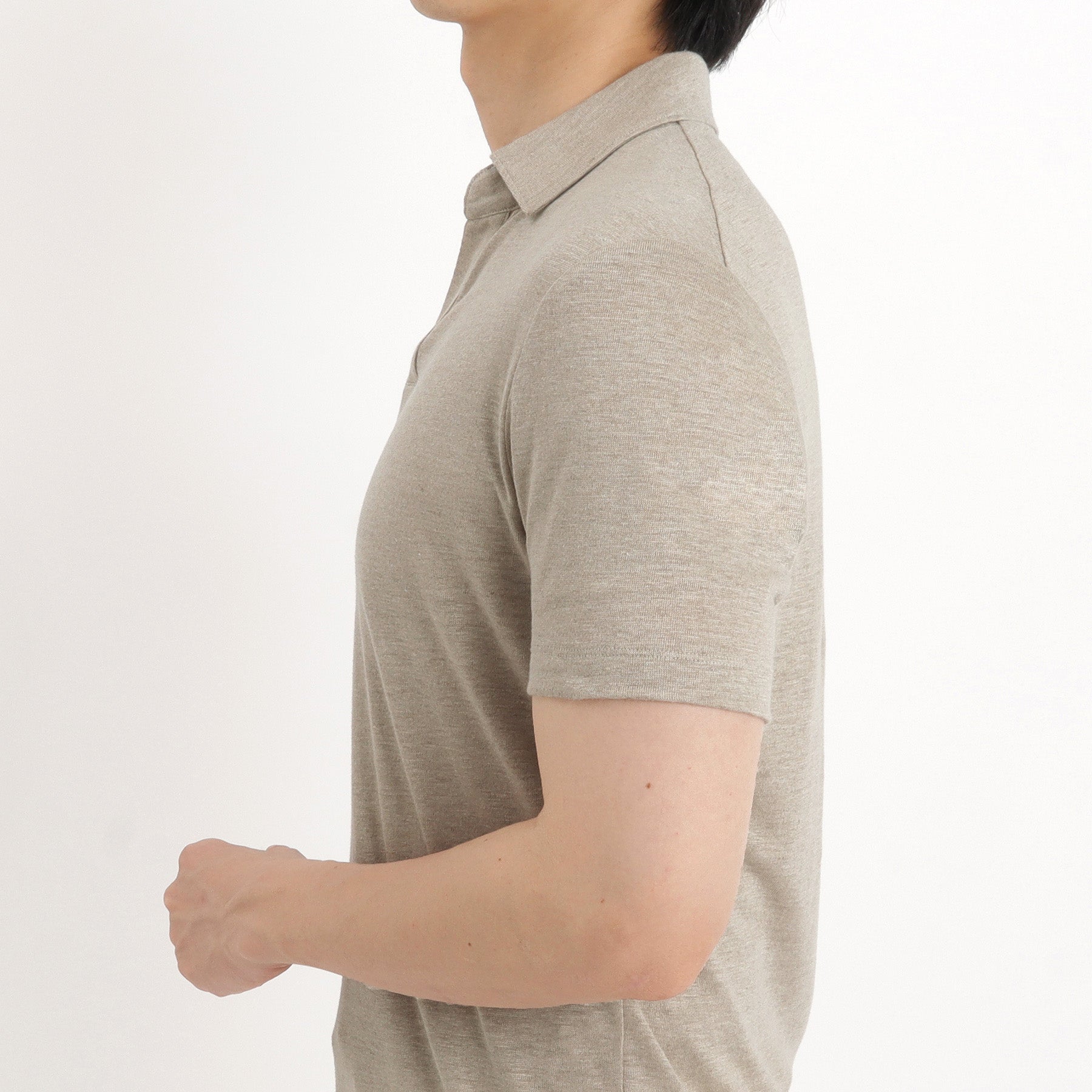 Linen Jersey Tailored Skipper Shirt Color: Natural