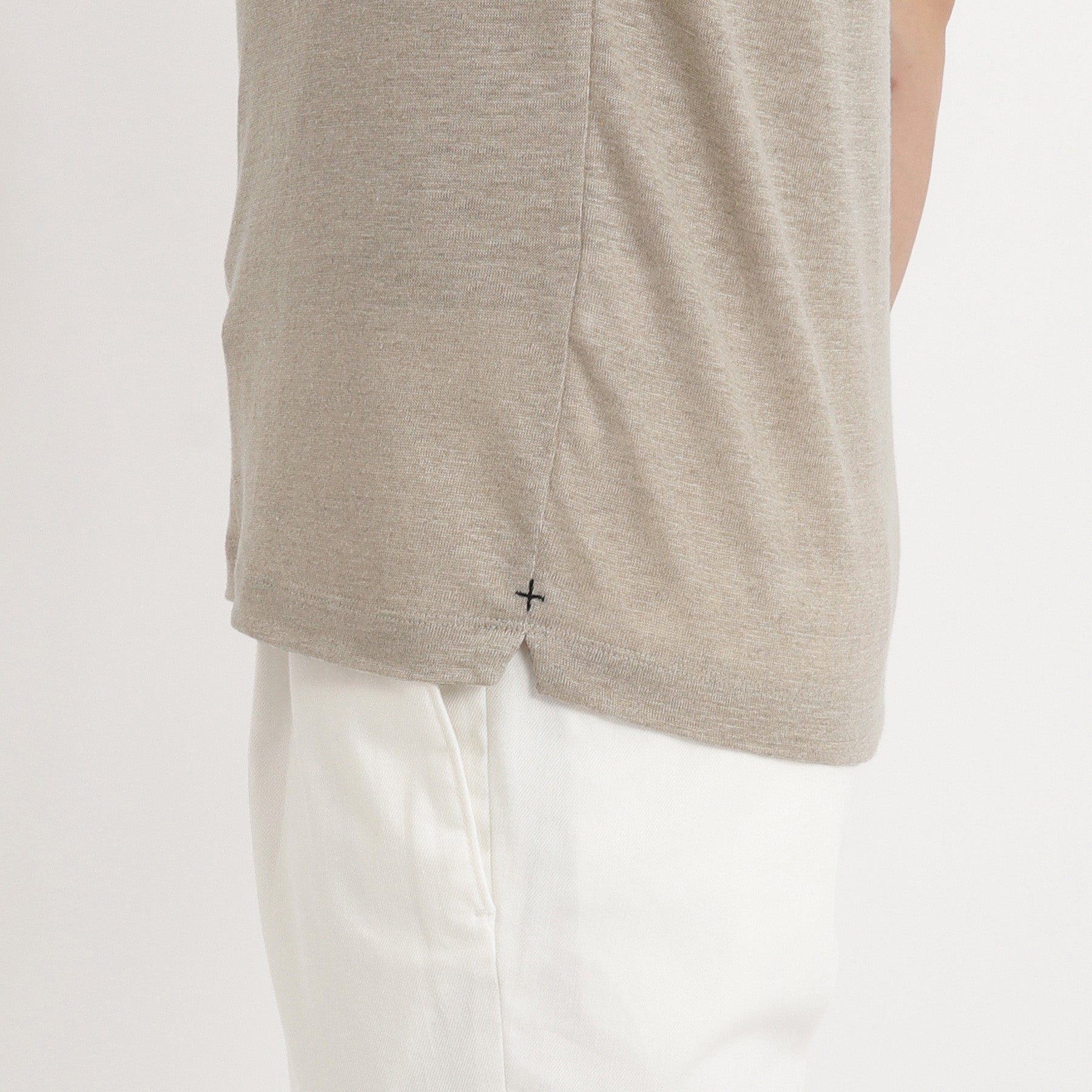 Linen Jersey Tailored Skipper Shirt Color: Natural
