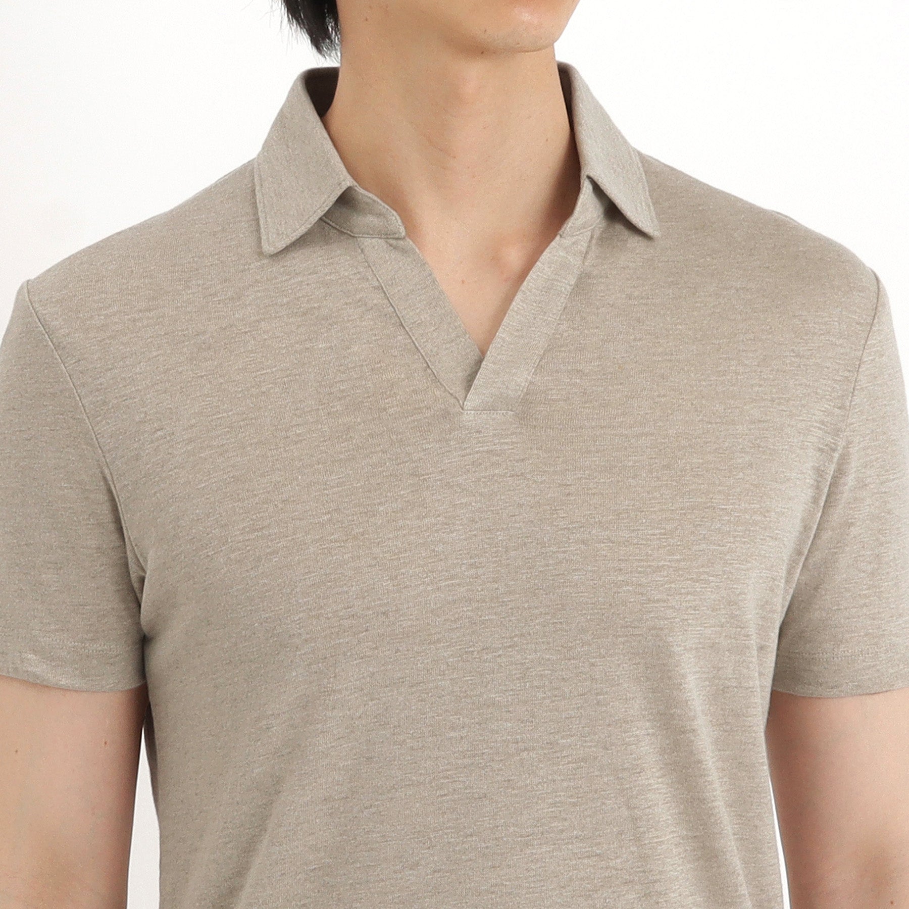 Linen Jersey Tailored Skipper Shirt Color: Natural