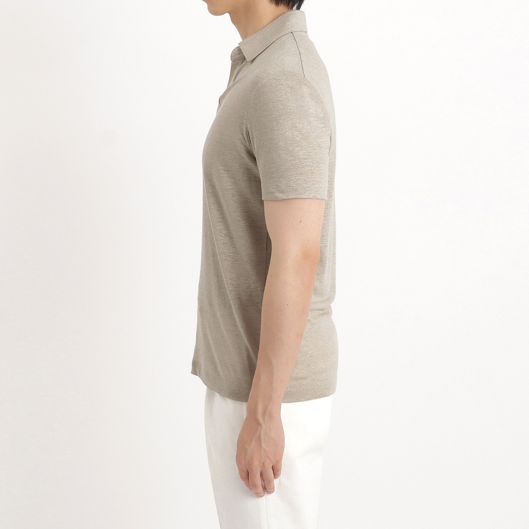 Linen Jersey Tailored Skipper Shirt Color: Natural