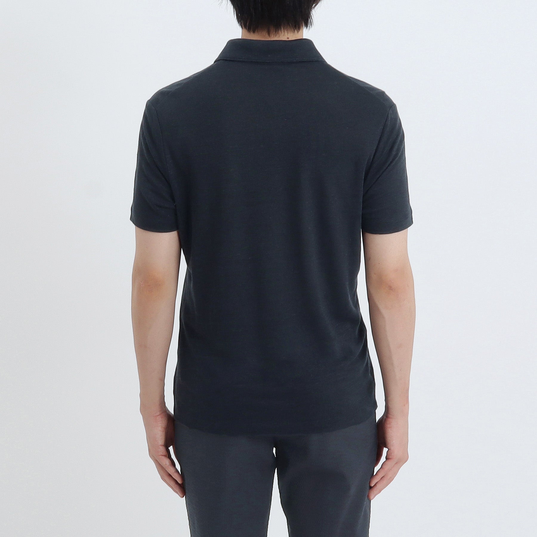 Linen Jersey Tailored Skipper Shirt Color: Navy