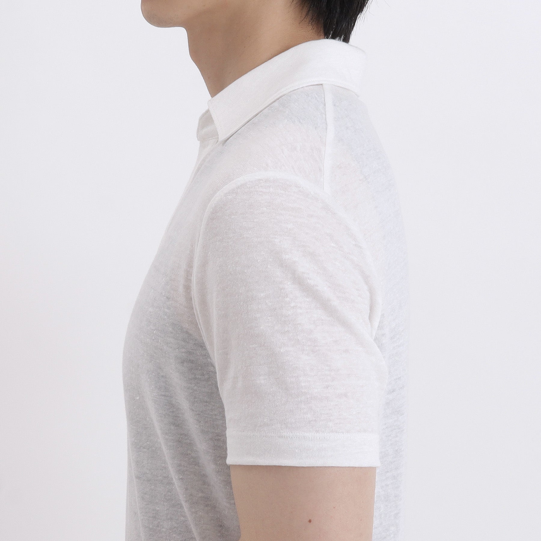 Linen Jersey Tailored Skipper Shirt Color: Off White