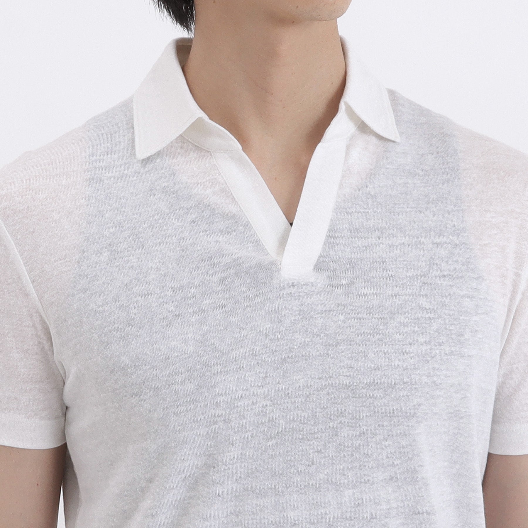 Linen Jersey Tailored Skipper Shirt Color: Off White