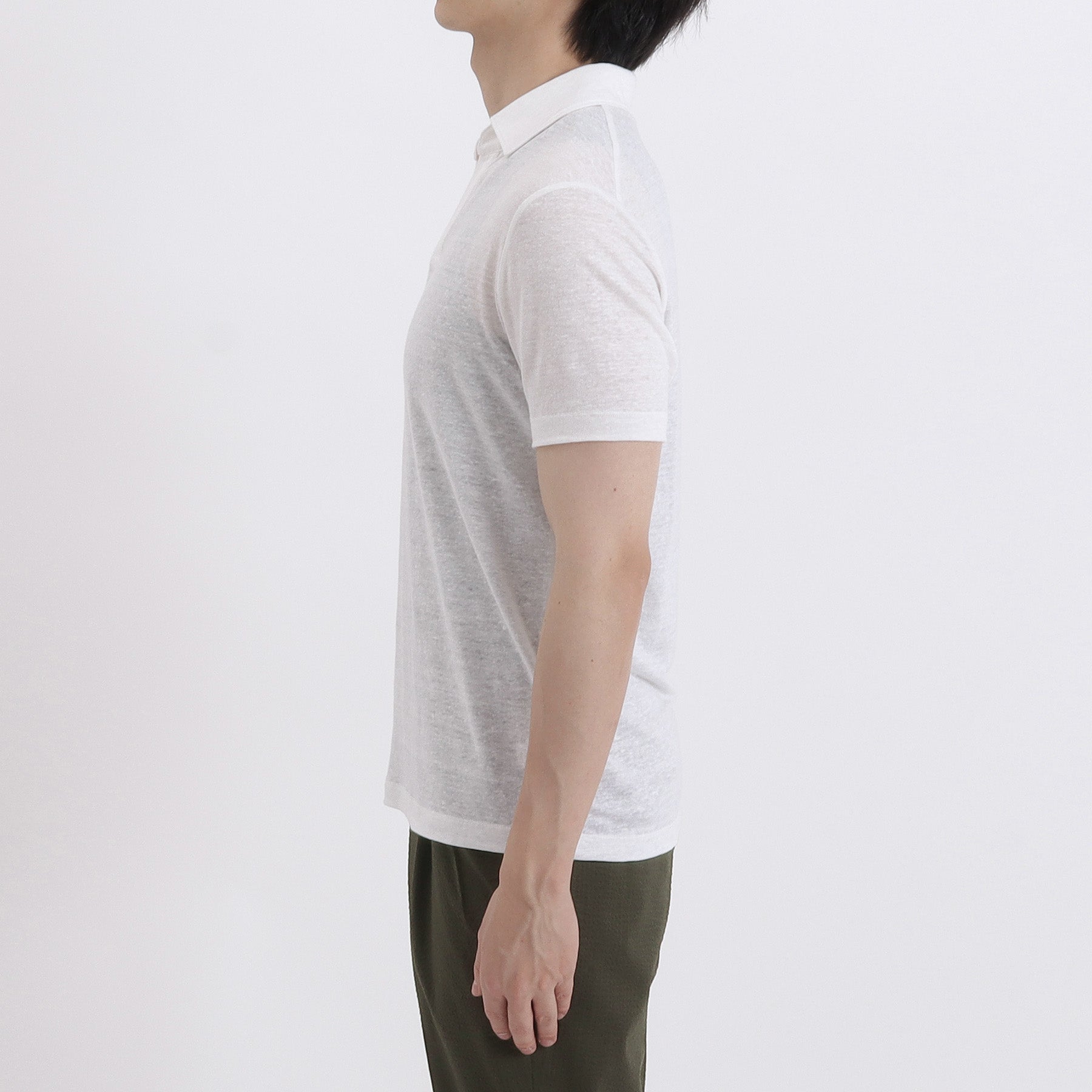Linen Jersey Tailored Skipper Shirt Color: Off White
