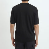 Linen Jersey Tailored Ribbed Hem T-shirt Color: Black