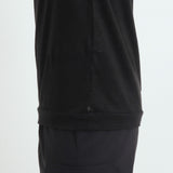 Linen Jersey Tailored Ribbed Hem T-shirt Color: Black