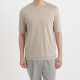 Linen Jersey Tailored Ribbed Hem T-shirt Color: Natural