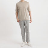 Linen Jersey Tailored Ribbed Hem T-shirt Color: Natural