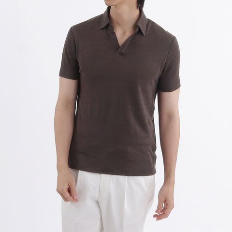 Linen Jersey Tailored Skipper Shirt Color: Oak