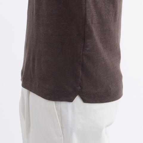 Linen Jersey Tailored Skipper Shirt Color: Oak