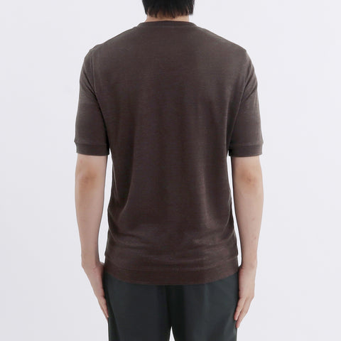 Linen Jersey Tailored Ribbed Hem T-shirt Color: Oak