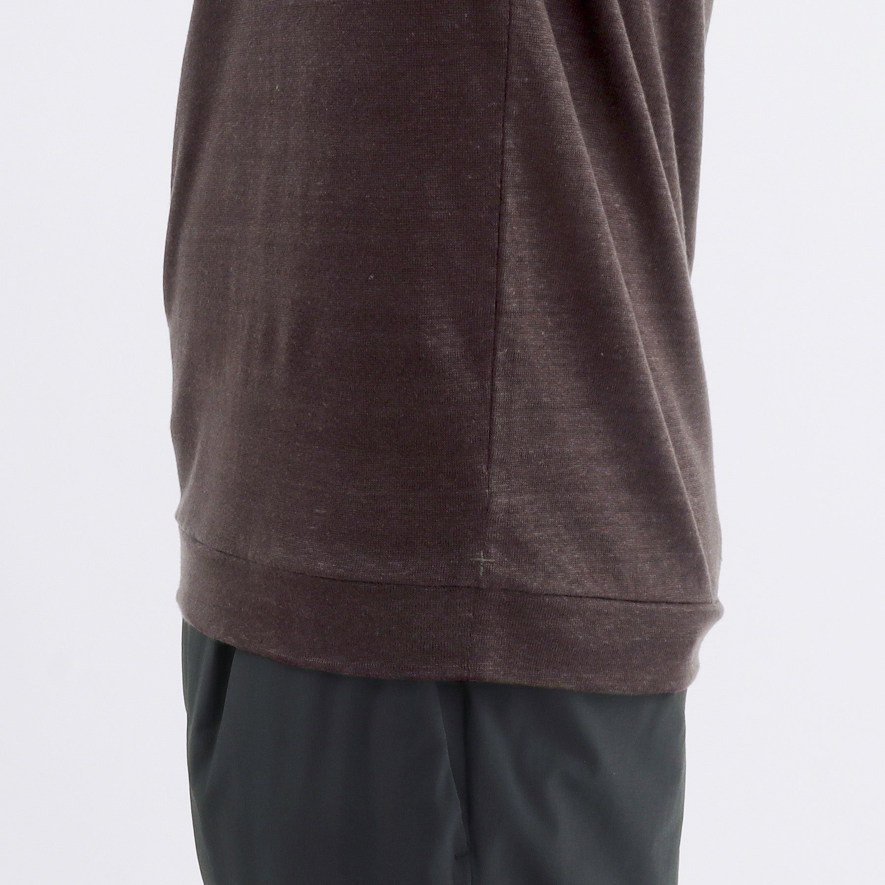 Linen Jersey Tailored Ribbed Hem T-shirt Color: Oak