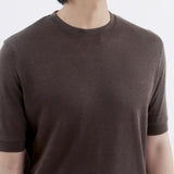 Linen Jersey Tailored Ribbed Hem T-shirt Color: Oak