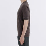 Linen Jersey Tailored Ribbed Hem T-shirt Color: Oak