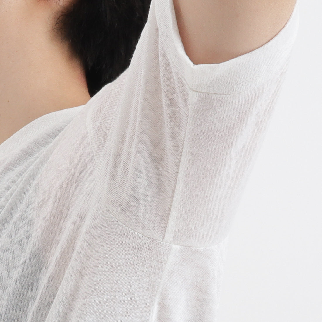 Linen Jersey Tailored Ribbed Hem T-shirt Color: Off White