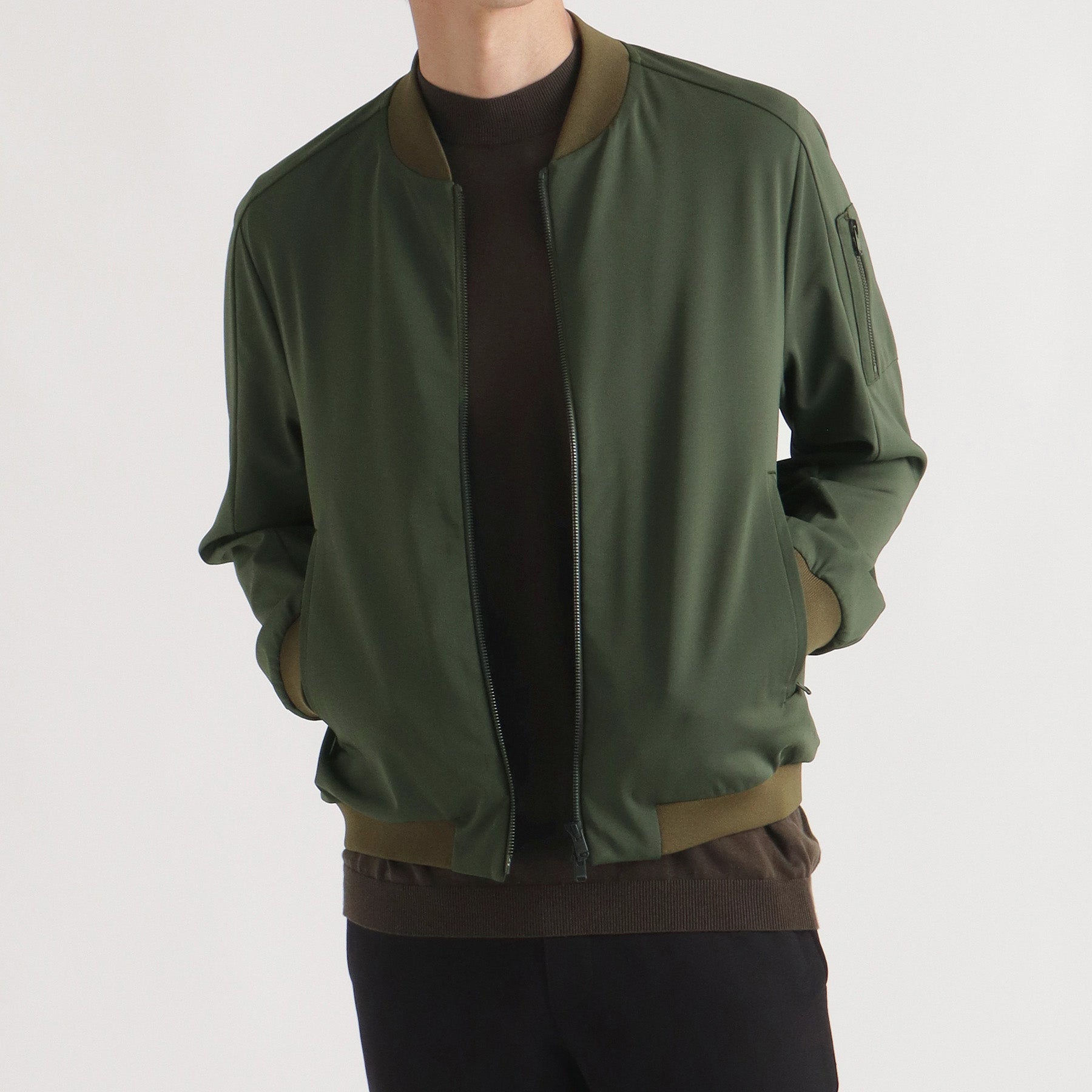 Matte Twist Flight Jacket Color: Khaki