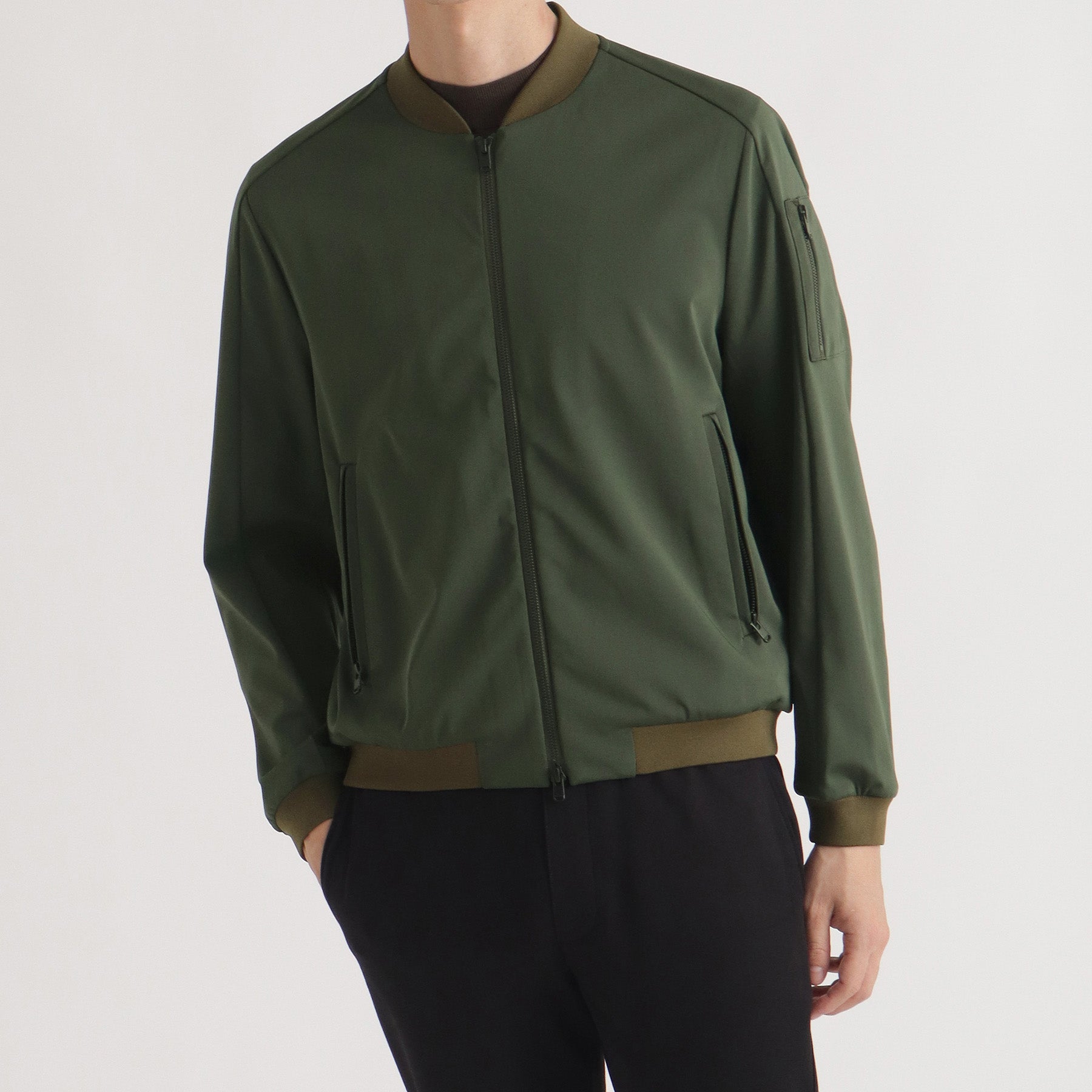 Matte Twist Flight Jacket Color: Khaki