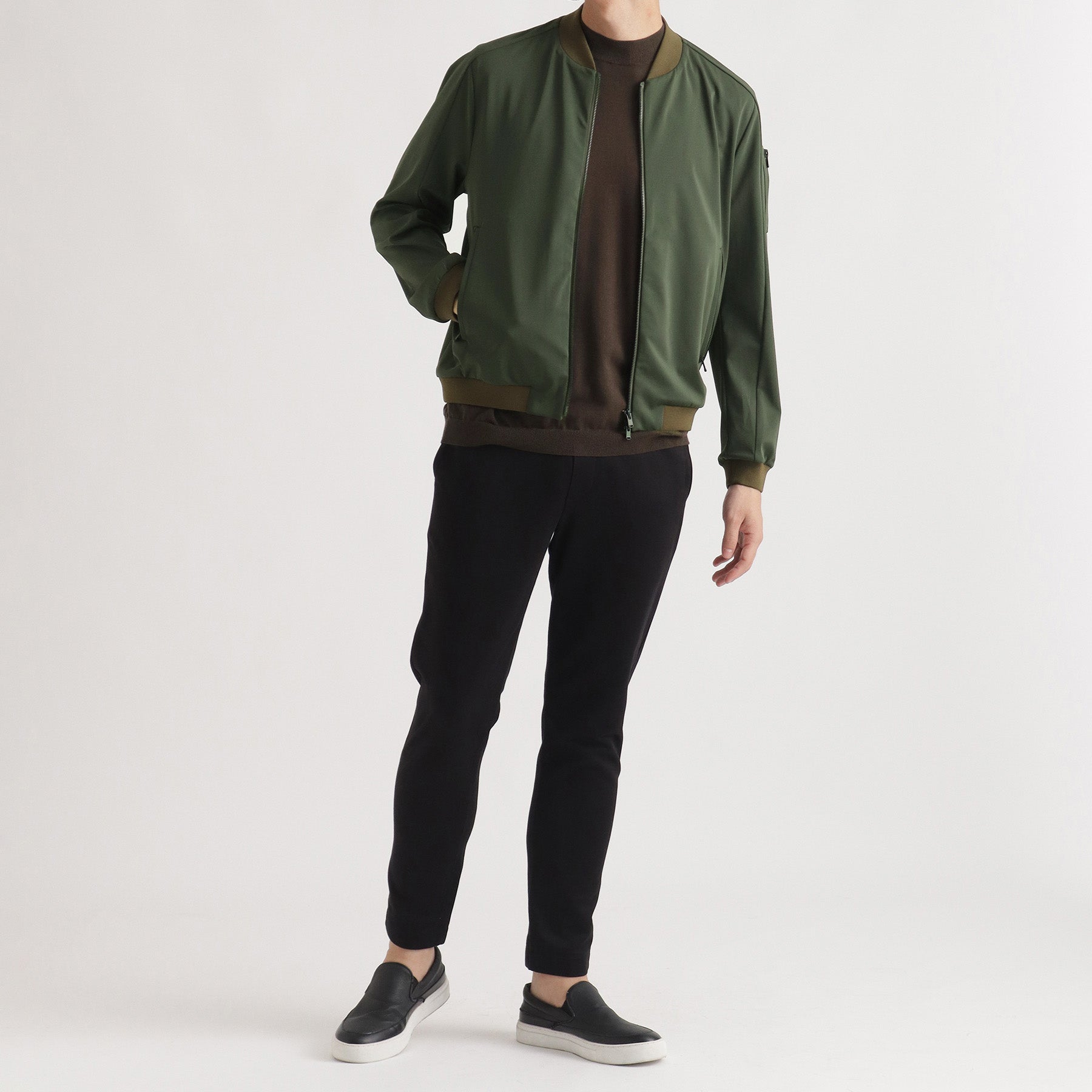 Matte Twist Flight Jacket Color: Khaki