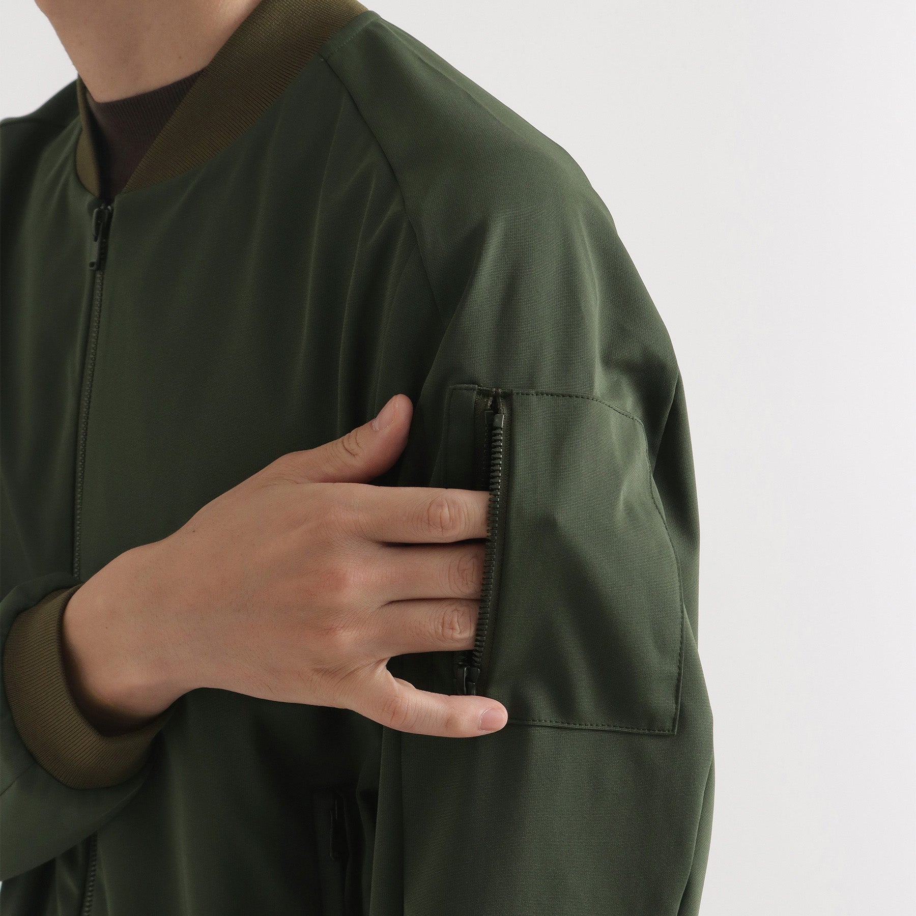 Matte Twist Flight Jacket Color: Khaki