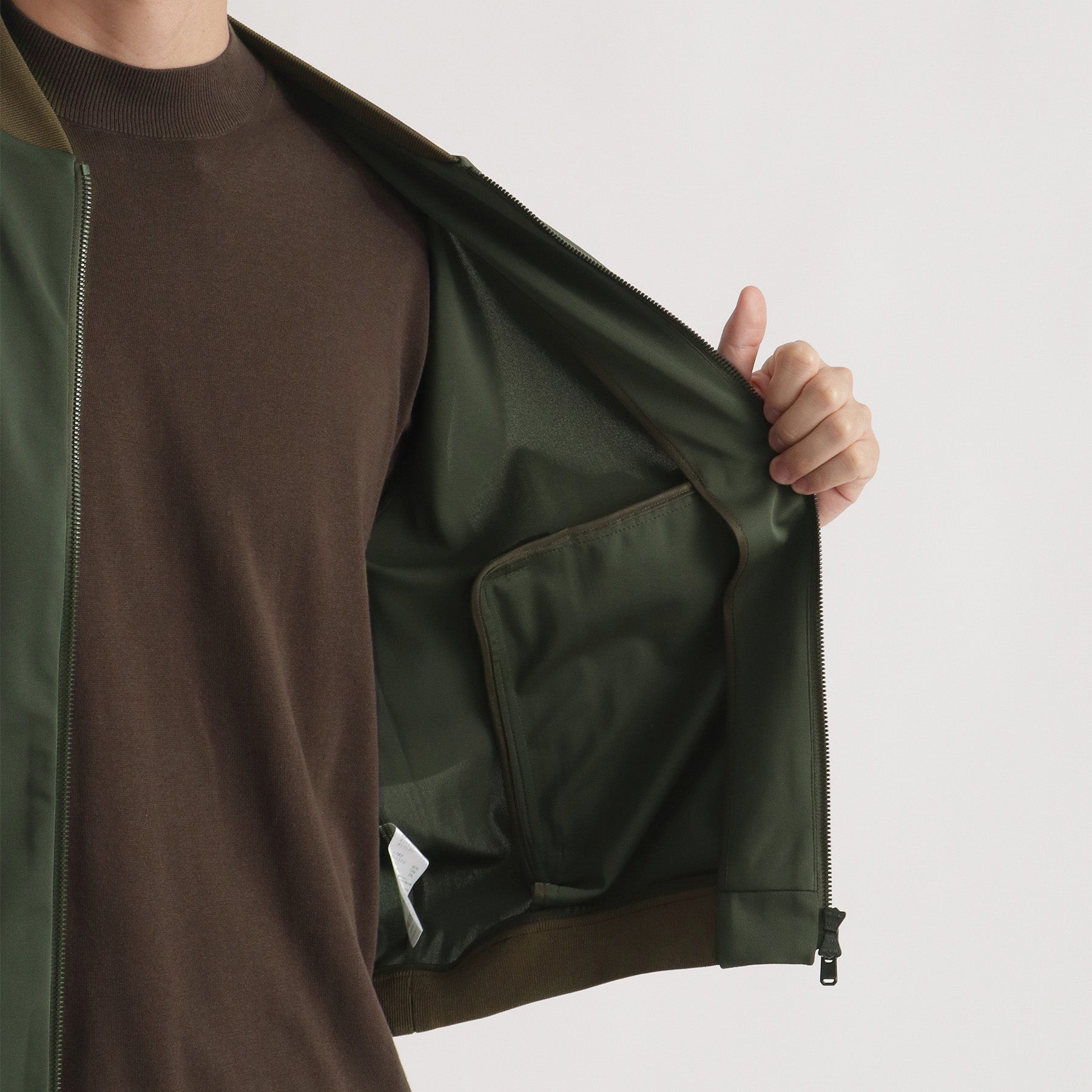 Matte Twist Flight Jacket Color: Khaki