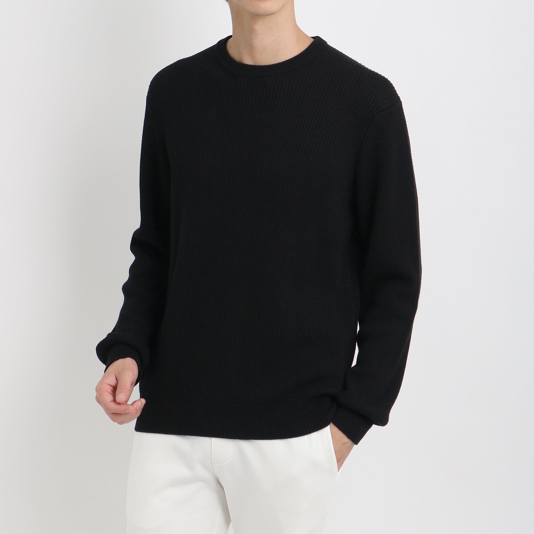 新品‼️クロスクローゼット ミドルゲージクルーネックニット スビンプラチナムニット スビンプラチナム ミドルゲージクルーネックニット ブラック