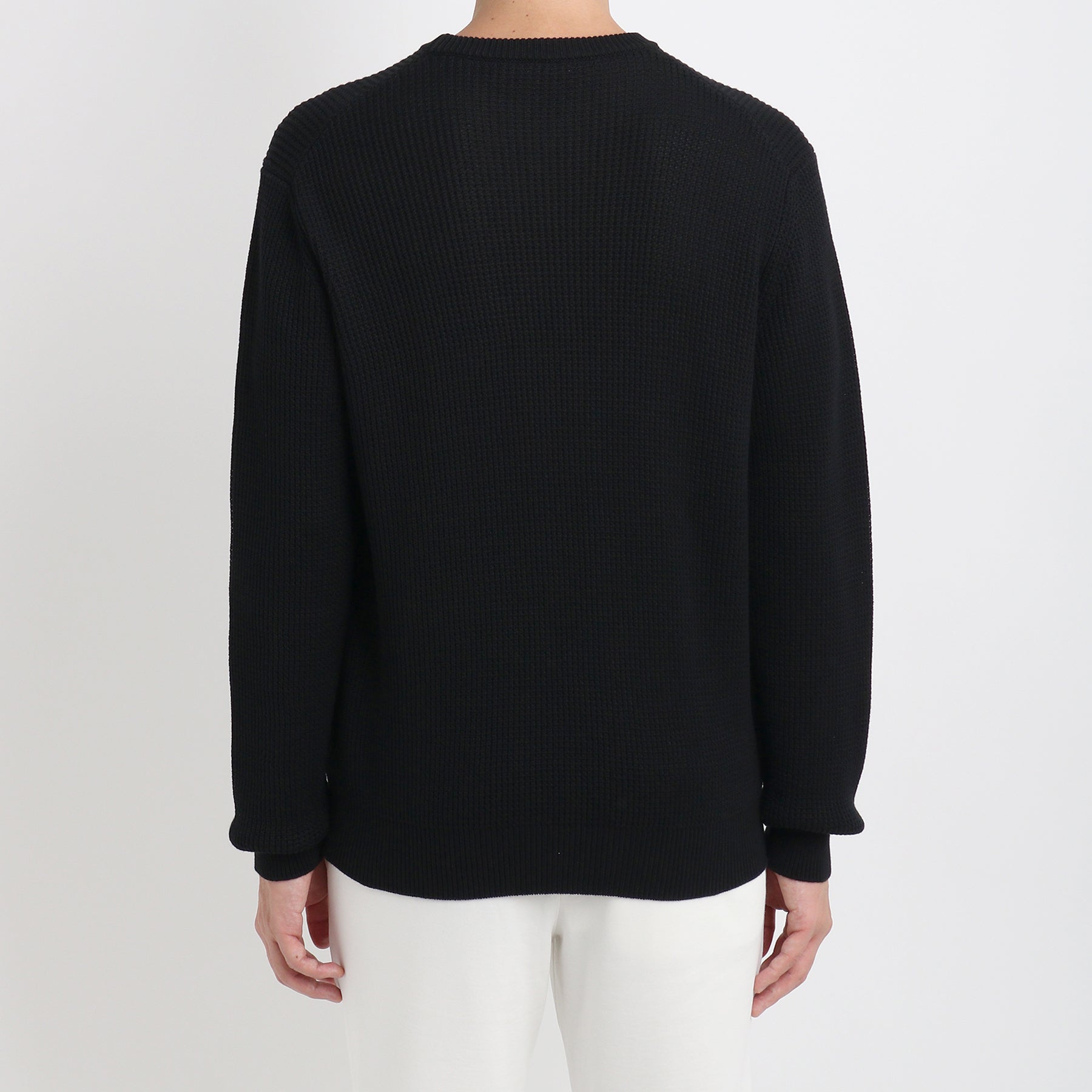 スビンプラチナム ミドルゲージクルーネックニット ブラック