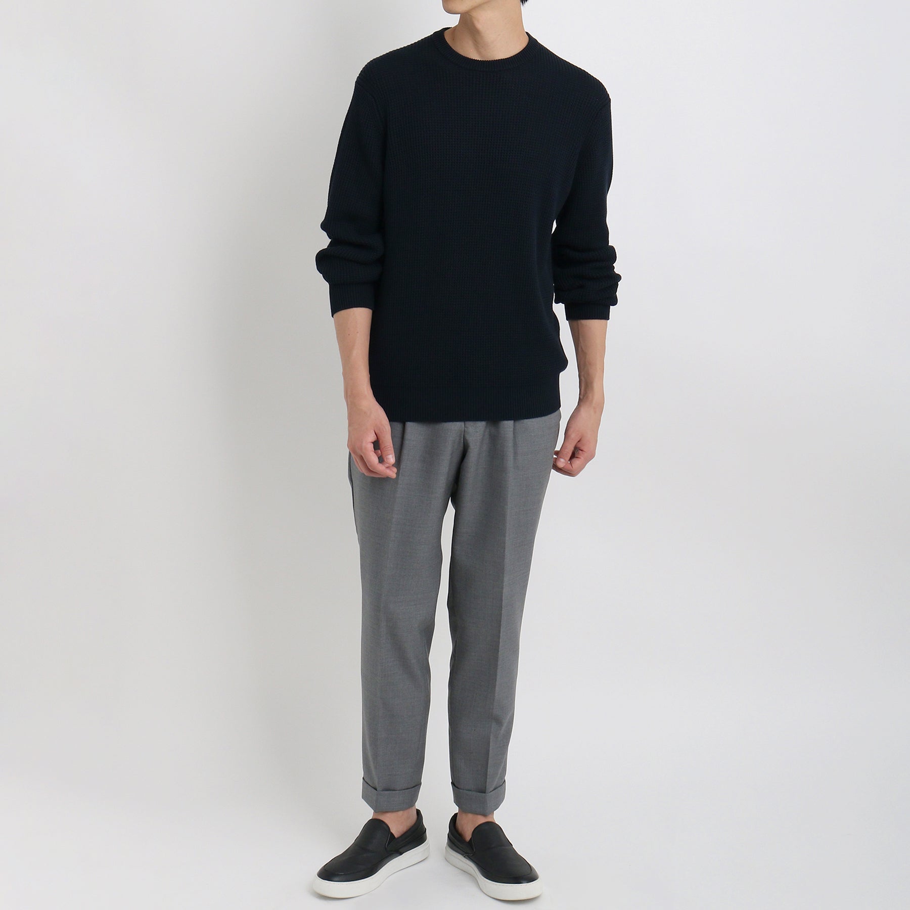 新品‼️クロスクローゼット ミドルゲージクルーネックニット スビンプラチナムニット 新品‼️クロスクローゼット ミドルゲージクルーネックニット