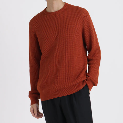 Middle Gauge Crew Neck Knit Color: Rust