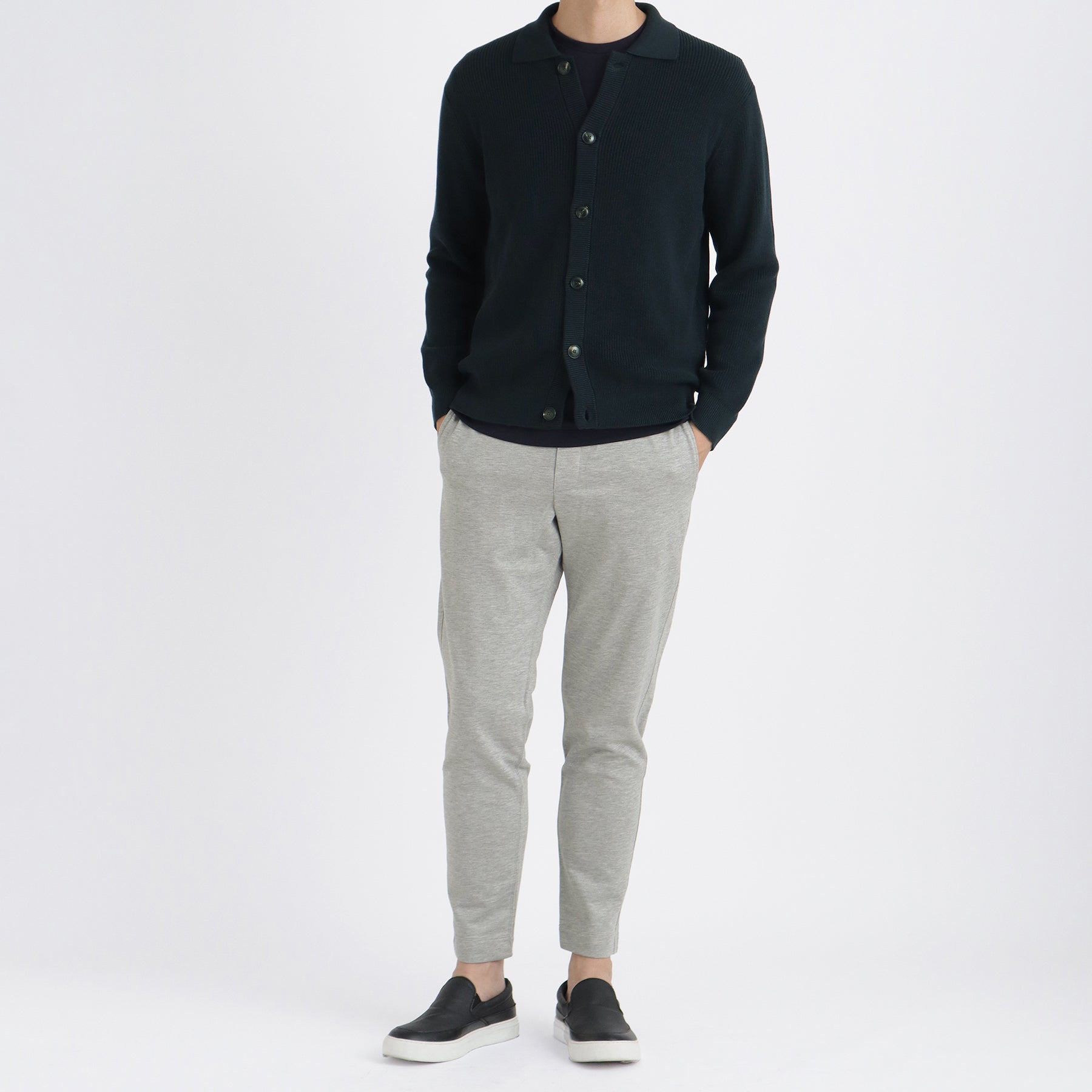 スビンプラチナム ミドルゲージニットカーディガン ネイビー