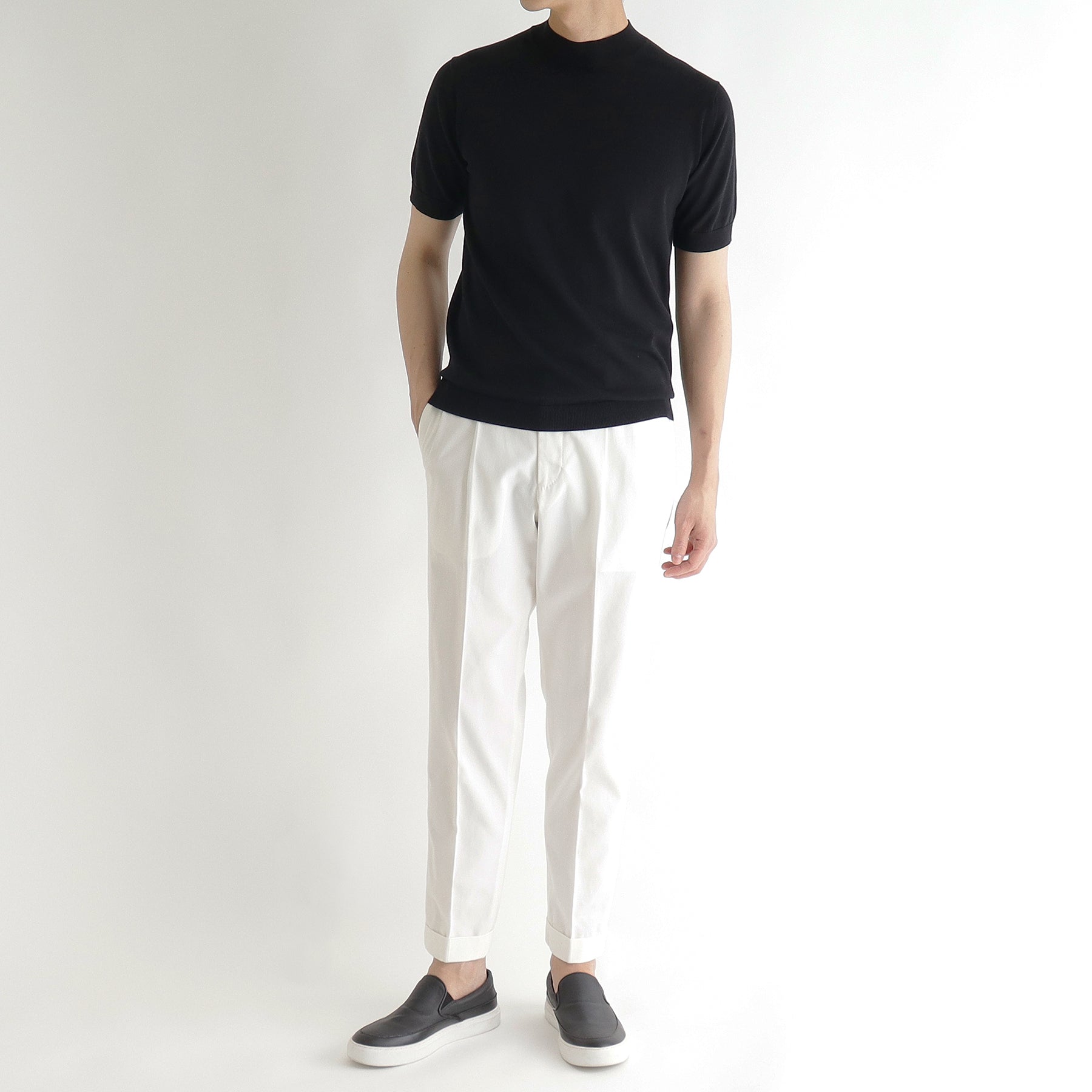 スビンプラチナム モックネックニットTシャツ ブラック | ＋CLOTHET ONLINE