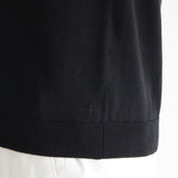 スビンプラチナムモックネックニットブラックの裾を写したメンズ着用画像
