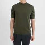 Mock Neck Knit T-shirt Color: Olive