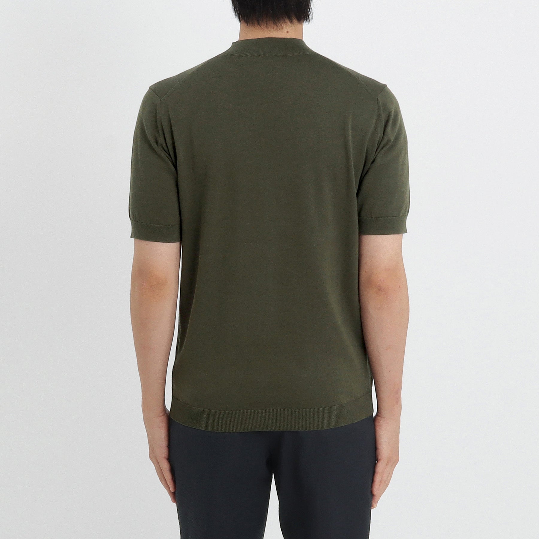 Mock Neck Knit T-shirt Color: Olive